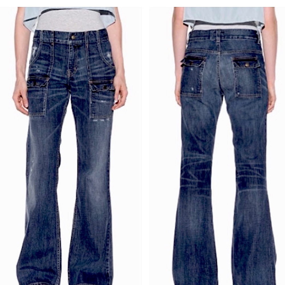 Current Elliott The Bush distressed wide leg jeans